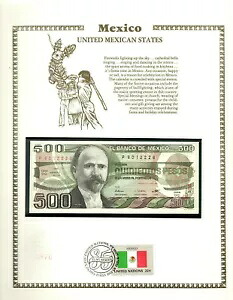 メキシコ 1984 500 ペソ P 79b Unc FDI 国旗スタンプ付き Serie DQ P8012228 Lucky 2's