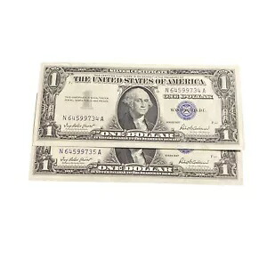 1957 - $1 シルバー証明書 - CU ペア - N64599734A