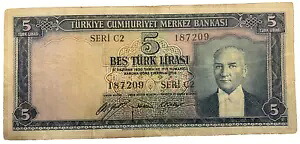 1930 ND 1952 第 5 発行トルコ 5 リラリラシ紙幣シリーズ C2