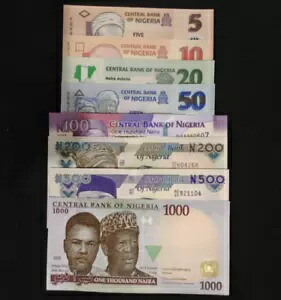 ナイジェリア 5 10 20 50 100 200 500 1000 ナイラ紙幣通貨 UNC 2019-2022