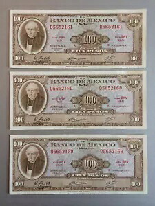 100 ペソ メキシコ紙幣 1972 ヒダルゴ セット (3) シリーズ BRV