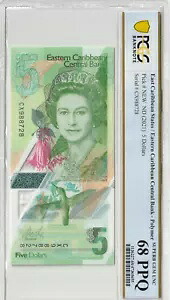 東カリブ諸国 2021 $5 認定 PCGS 紙幣 UNC 68 PPQ ピック W56