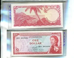 1965 $1 東カリブ海クイーン紙幣 CH CU 7304R