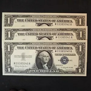 3-1957 B $1 シルバー証明書 **CRISP UNC 連続 ** 送料無料 S1775