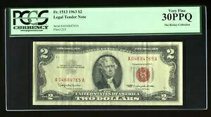 DBR 1963 $2 法定神父1513 PCGS 30 PPQ シリアル A04684765A