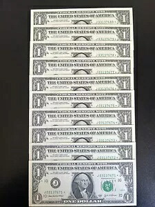 ☆ 10 ロット - 2003 A $1 連邦準備銀行スターノート J 地区カンザスシティ UNC