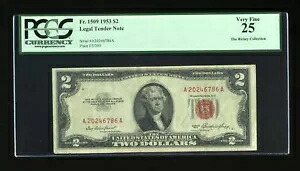 DBR 1953 $2 法定神父1509 PCGS 25 シリアル A20246786A