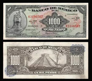 El Banco de Mexico 1,000 ペソ 2-18-1977、シリーズ BZZ、シリアル #2186567 P-52t1 AU