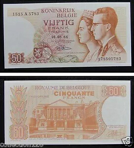 ベルギー紙幣 50 フラン 1966 UNC