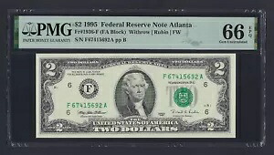米国連邦準備制度 2 ドル 1995 Fr#1936-F (FA ブロック) UNC グレード 66