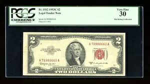 DBR 1953-C $2 法定神父1512 PCGS 30 シリアル A78988660A