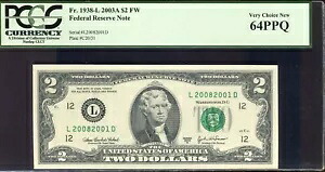 2003-A $2 シカゴ FRN | PCGS64PPQ | FR-1938-G |スペシャル 2008 SN |送料無料