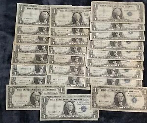 LOT 25 1957 シルバー証明書 $1 ブルー シール 米国紙幣コレクション