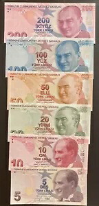 トルコ トルキエ 新紙幣セット 5 - 10 - 20 - 50 - 100 - 200 リラ ** UNC ** 37,895円