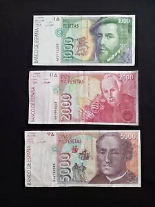 スペイン 1000 + 2000 + 5000 (シリーズ 1992) ペセタス紙幣 - 流通 37,895円