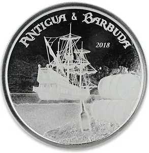 2018 1 オンス シルバー $2 東カリブ海中央銀行アンティグア ン バーブーダ コイン。