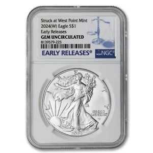 2024-(W) $1 Silver Eagle NGC GEMUNC 早期リリース West Point レーベル