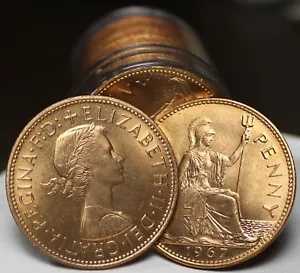 Gem Unc Roll (20) 英国 1967 ペニーズ~ブリタニアは右に座っています~昨年~F/S