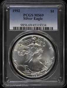 1992 $1 アメリカン シルバー イーグル PCGS MS 69 |非流通 UNC BU