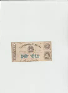 1863年 50￠ アラバマ州モンゴメリー州の廃止紙幣が流通