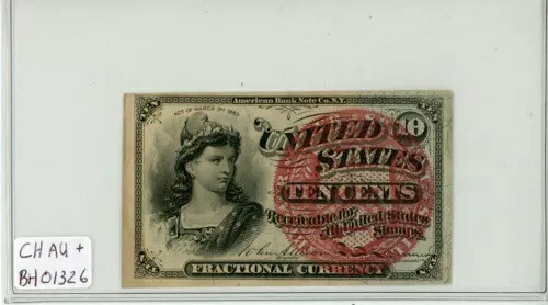 1863 10C 10 セント端数通貨紙幣、選択 AU+ 状態 #BH01326