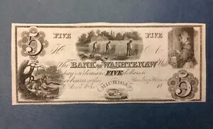 - 1830年代 5ドルのワシントン銀行、ミシガン州アナーバー