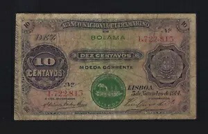 ポルトガル ギニア 10 センタボス 1914 P-6 ファイン レア シール タイプ II