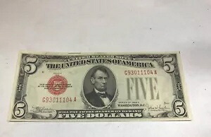 1928 -E 、$5、赤いシール米国紙幣、非流通品を選択