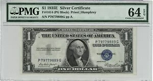 1935E $1 米国銀証明書 - PG ブロック P79779889G - PMG-64 EPQ*UNC