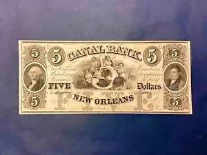 ~$5 1840 年代、ルイジアナ州ニューオーリンズの運河堤防 - 未流通 UNC LA105G12a