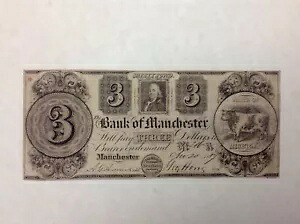 ~ 1837年 $3 3ドル マンチェスター銀行 - ミシガン州 MI1250G4