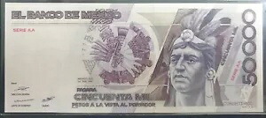メキシコ 1987 50,000 50000 ペソ P 93 a シリーズ AA、UNC 45,540円