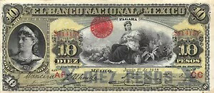 メキシコ 10 ペソ 1913 年 7 月 15 日 シリーズ UA - AM 流通紙幣 LL44