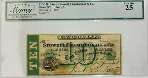 Stowell, Chamberlain & Co. ニューヨーク州オレアン ハリス 5-.10C 1862 年 11 月 1 日 レガシー VF 25