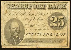 ME 25c フランクフォート メイン州 シアーズポート銀行でのフランクリンの御馳走 1863 年 1 月