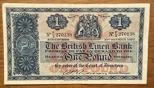 1957 年英国リネン銀行 1 ポンド紙幣 XF