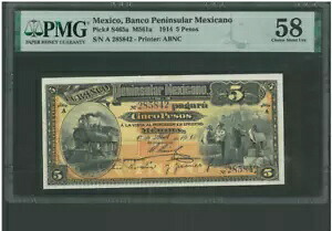 メキシコ バンコ半島メキシコ 5 ペソ 1914 PS465a