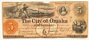 $5 ネブラスカ準州 オマハ市 1857 年 9 月 NE185-25