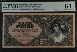 1945 ハンガリー 1000 ペンゴ P118a 紙幣 UNC PMG 64