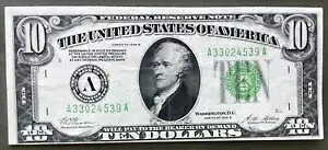 1928B $10 FRN [] BOSTON [] GOLD モットーノート [] Fr.2002-A [] SN# A 3302453