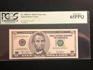 $5 2003 スター * シカゴ PCGS ジェム 新品 65PPQ #DG03216546* FRN 紙幣 Fr. 1989-G* 45,540円
