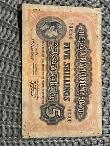 東アフリカ通貨ボード 5 シリング 1939 年 ジョージ 6 世国王