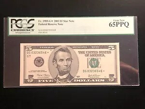 $5 2003 スター * シカゴ PCGS ジェム 新品 65PPQ #DG03216546* FRN 紙幣 Fr. 1989-G* 45,540円