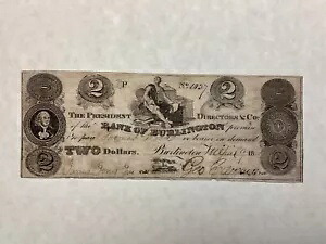 ～ 1840 年 バーモント州バーリントン銀行 2 ドルの廃止された通貨 45,540円