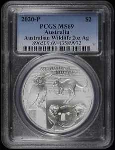 2020-P $2 シルバー 2 オンス オーストラリア オーストラリアン ワイルドライフ PCGS MS 69 (BU Unc.) 45,540円