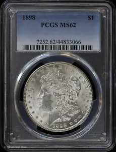 1898-P $1 モルガン シルバー ダラー PCGS MS 62 |非流通UNC