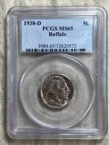1938 D/D インディアン ヘッド バッファロー ニッケル MS 65 PCGS 5c Unc オーバーデイト