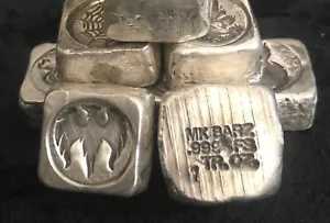 1 TR/OZ MK BARZ 「フライング フェニックス」刻印キューブ .999 ファイン シルバー