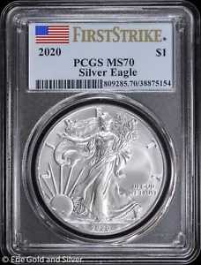 2020 $1 アメリカン シルバー イーグル PCGS MS 70 |ファーストストライク非流通UNC BU