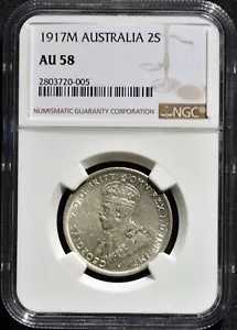 1917-M オーストラリア フロリン銀貨 - NGC aUNC AU58